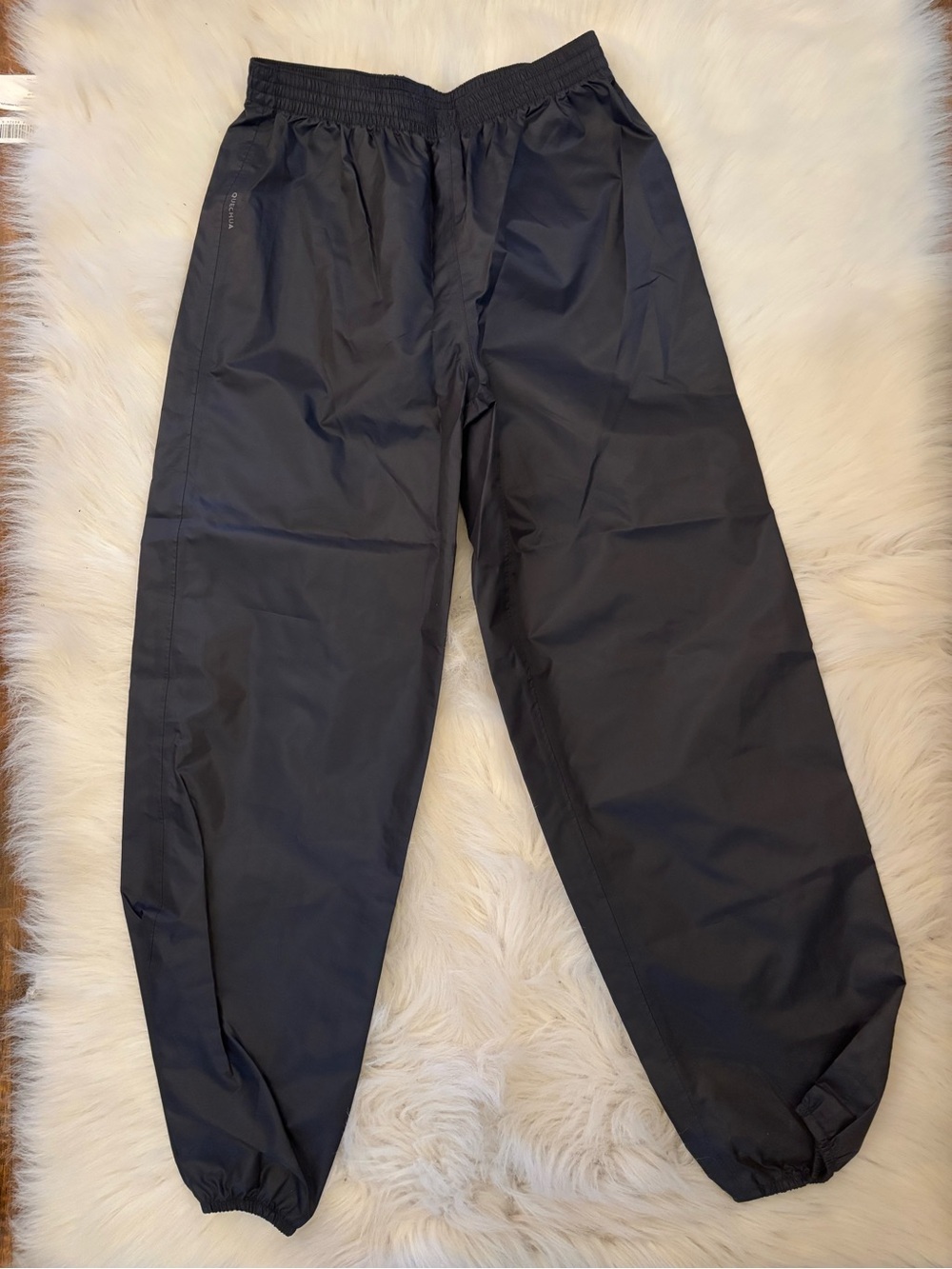 Kids Blue Lightweight RAIN PANTS with Elastic Waist by Quechua